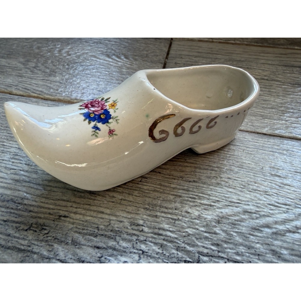 Vintage Clog Dutch Shoe Planter Ceramic‎ Poland Polish Floral succulent Quimper